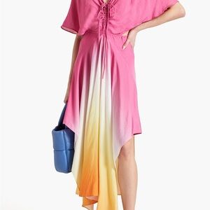 Maje Pink and Yellow Asymmetrical Dress